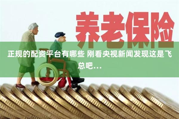 正规的配资平台有哪些 刚看央视新闻发现这是飞总吧…