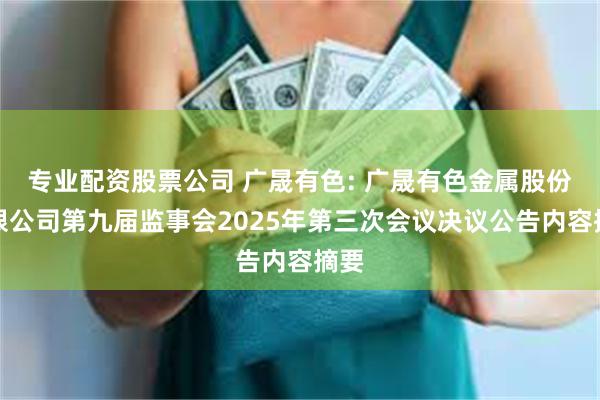 专业配资股票公司 广晟有色: 广晟有色金属股份有限公司第九届监事会2025年第三次会议决议公告内容摘要
